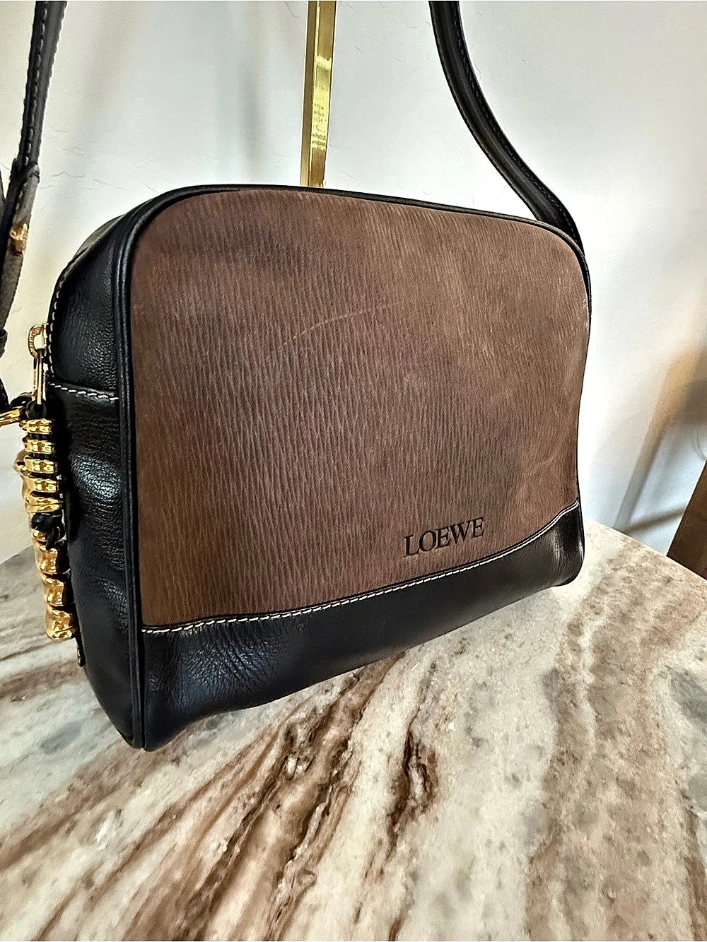 Loewe Velazquez Vintage Leather Shoulder Bag